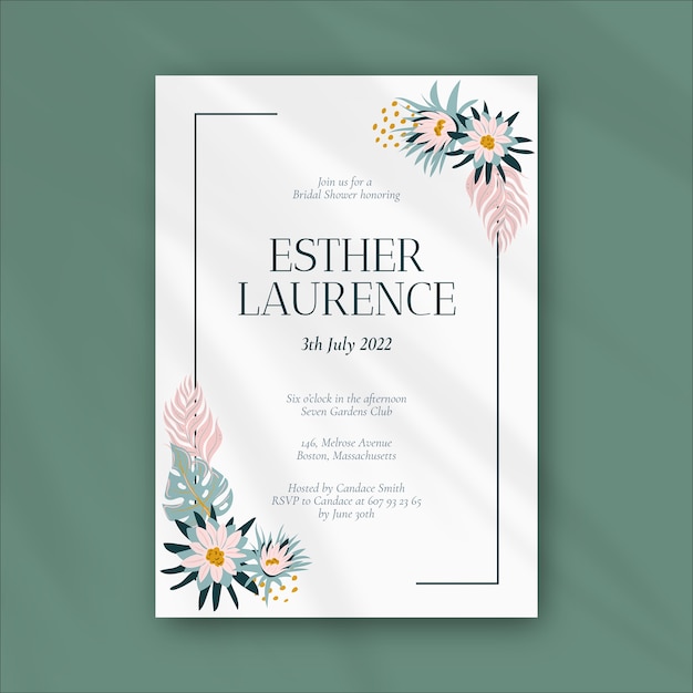 Floral bridal shower invitation card