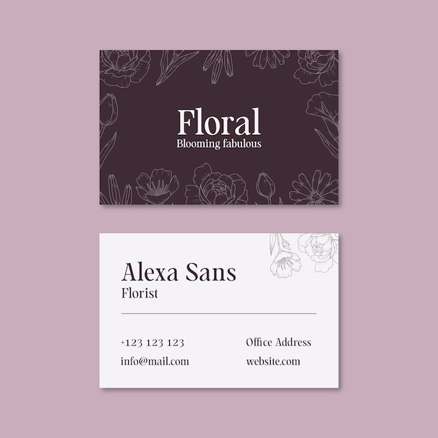 Free vector floral business card template design