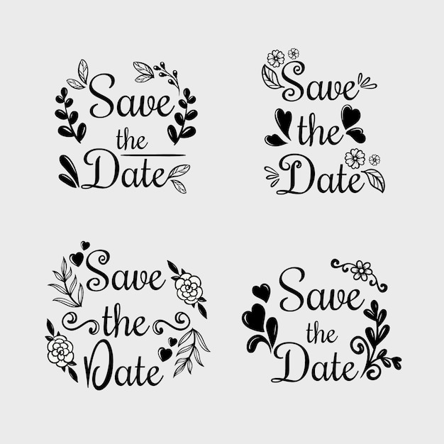 Floral calligraphy with save the date wedding text