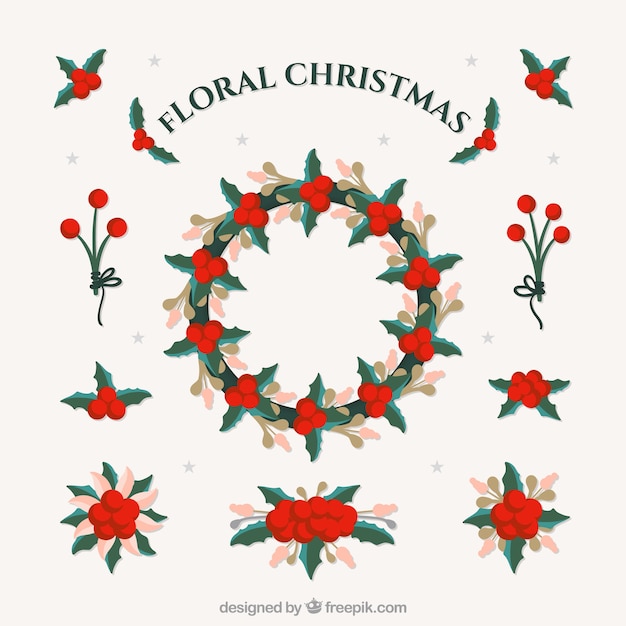 Free Vector floral christmas garland