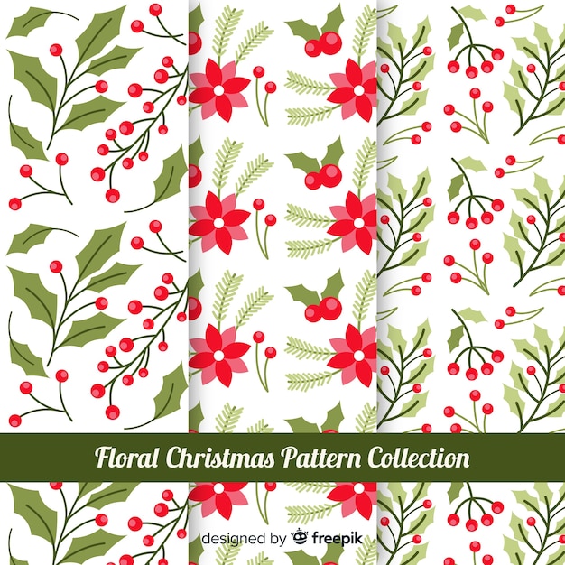 Free Vector floral christmas pattern collection