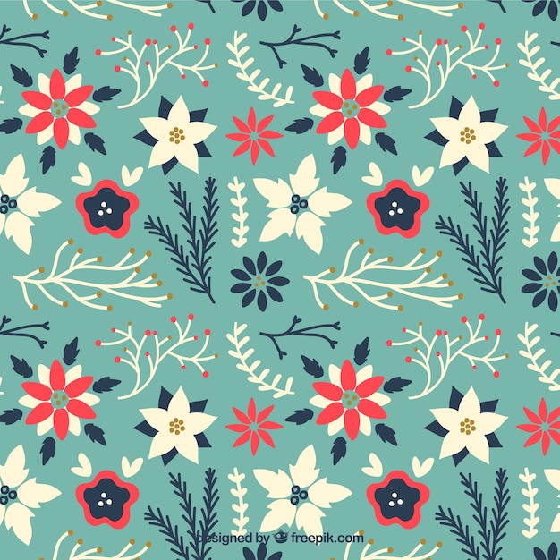 Floral christmas pattern in cute style