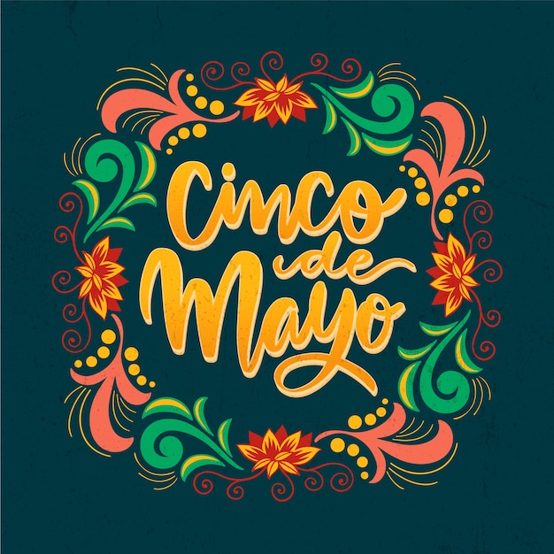 Free vector floral cinco de mayo lettering