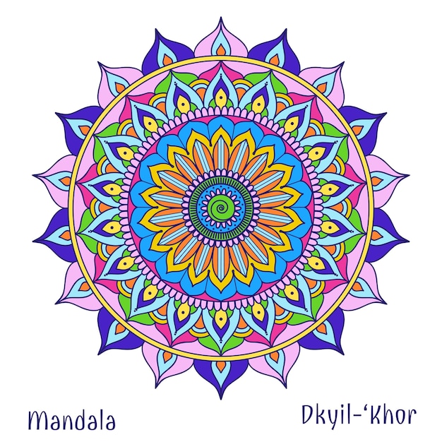 Floral circle, mandala, design symbol,  meditation and flower, decoration tribal motif. Vector ilustration