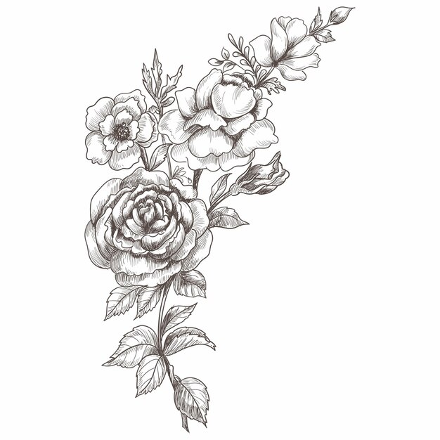 Floral composition decorative sketch  