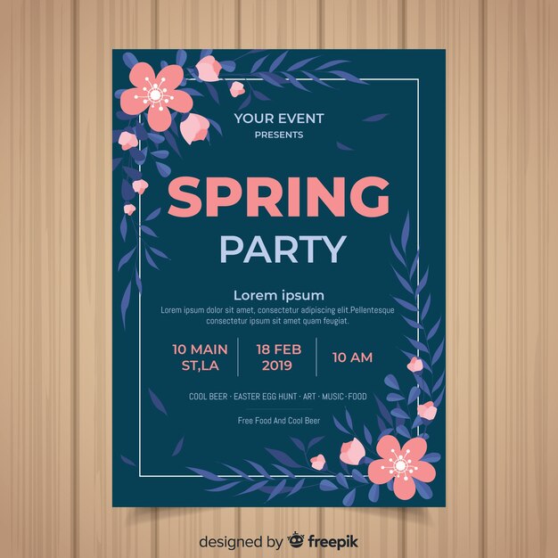 Floral corners spring party poster