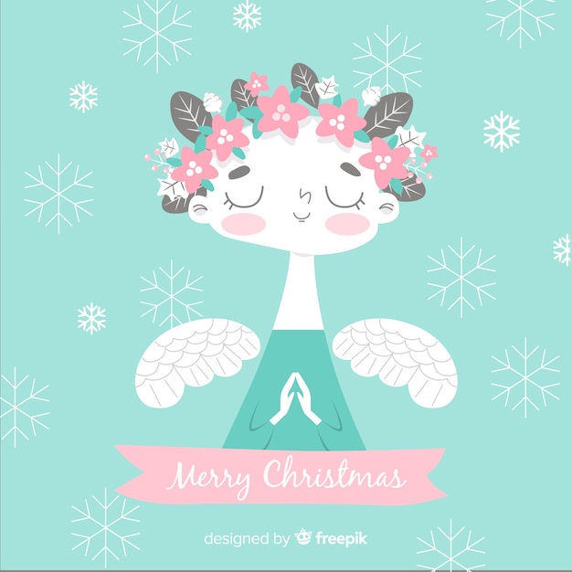 Floral crown christmas angel background