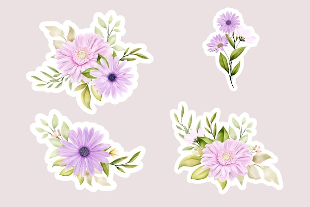 Free Vector floral daisy stickers collection elements illustration