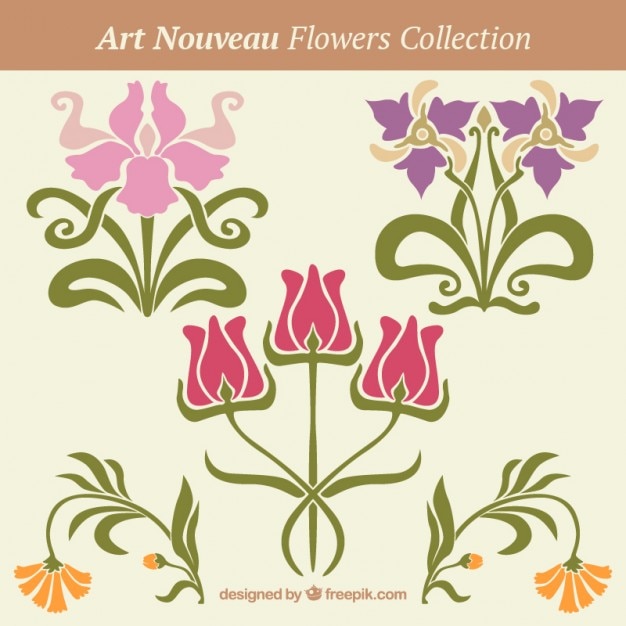 Free Vector floral decoration in art nouveau style