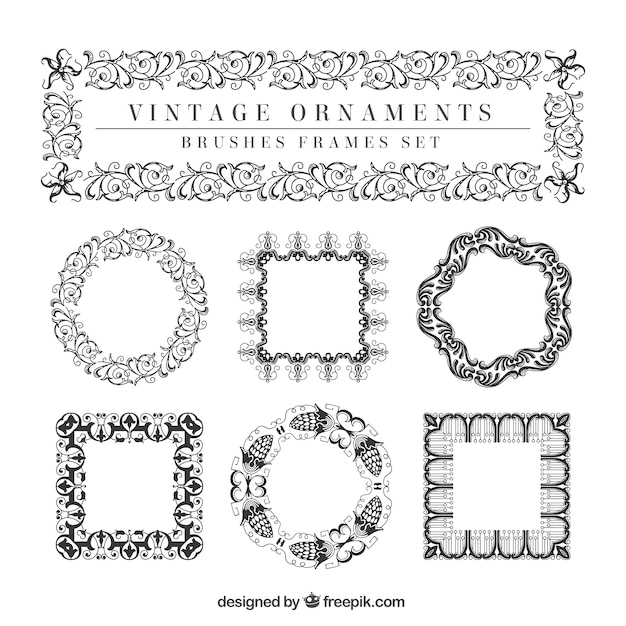 Free vector floral decorative brushes frames