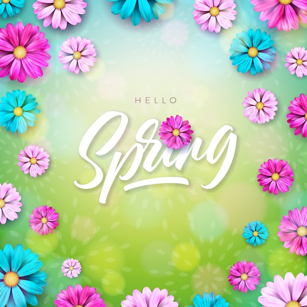 Floral Design Template with Typography Letter