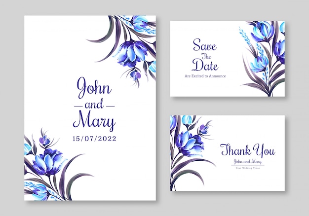 Free Vector floral design wedding invitation card template