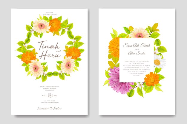 Floral design wedding invitation card