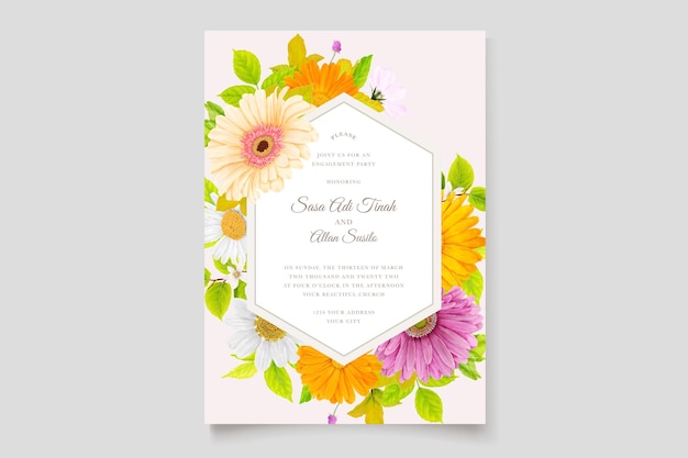 Floral design wedding invitation card