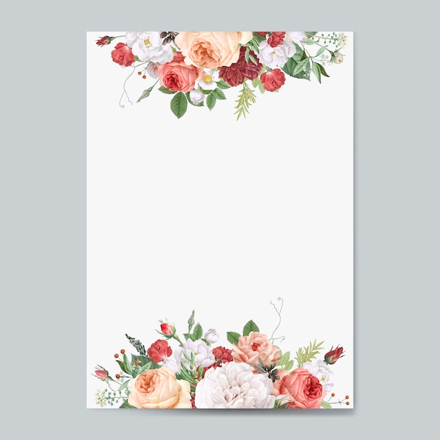 Floral design wedding invitation mockup