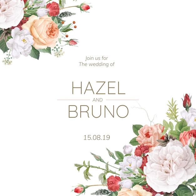 Floral design wedding invitation