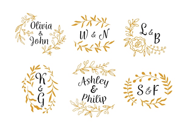 Floral design wedding monograms