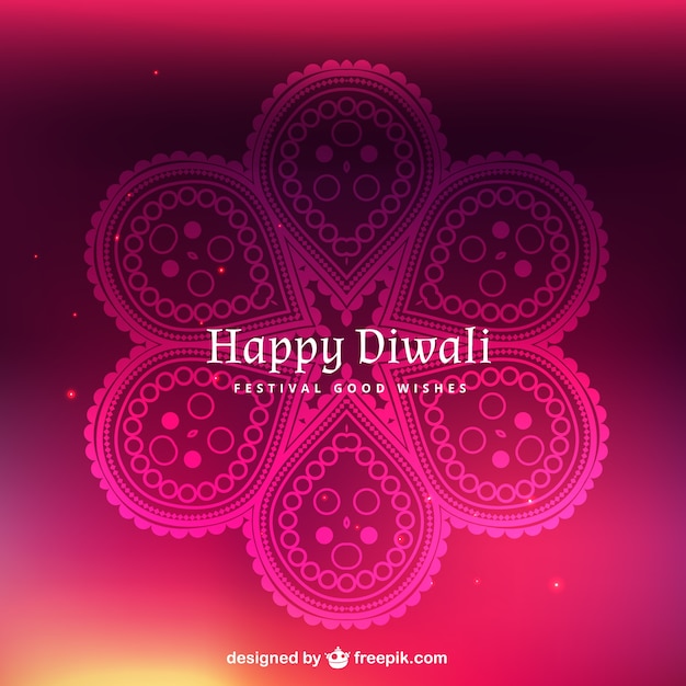 Free vector floral diwali background in pink color