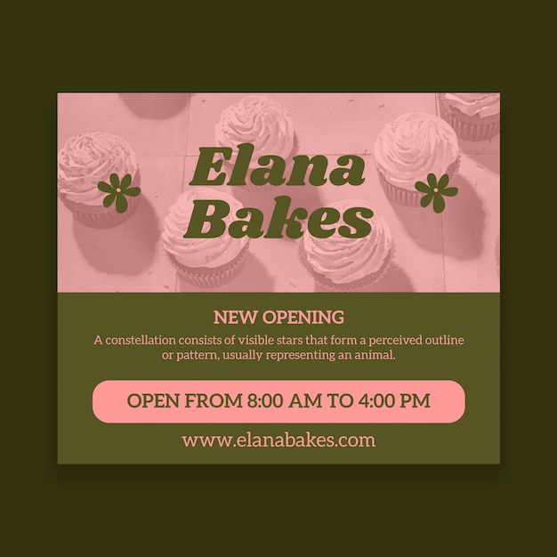 Free Vector floral duotone elana bakes facebook post