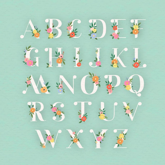 Free Vector floral elegant alphabet lettering set