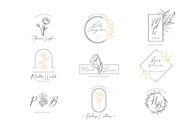 Floral elegant logos set