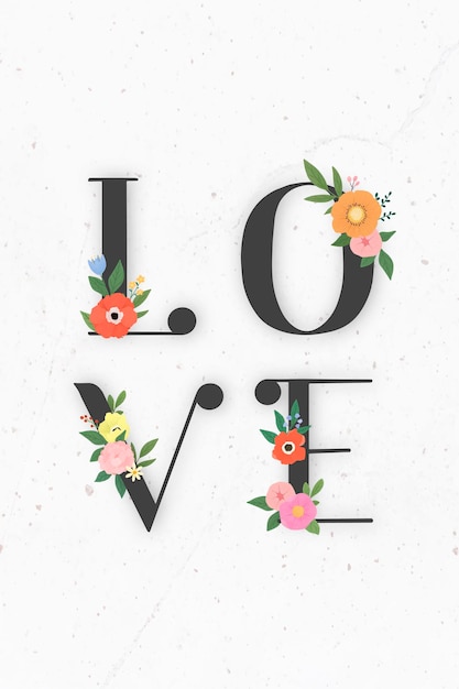 Free vector floral elegant love lettering