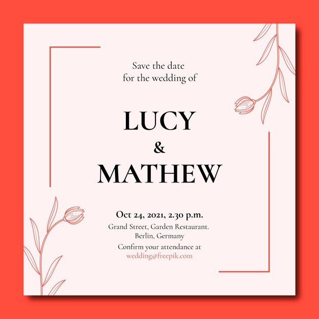 Floral elegant wedding invitation template