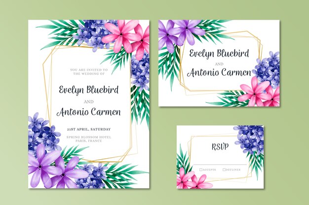 Floral elegant wedding stationery