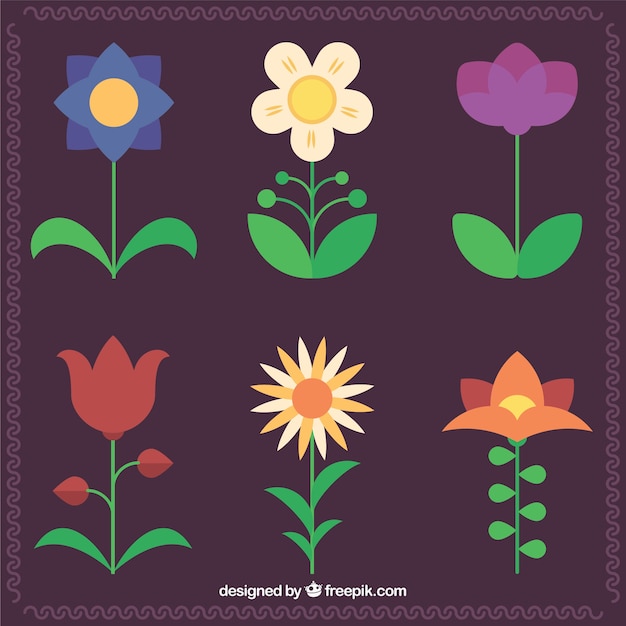 Free Vector floral elements collection with different species