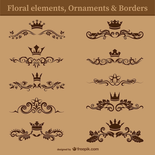 Free Vector floral elements, ornaments and borders