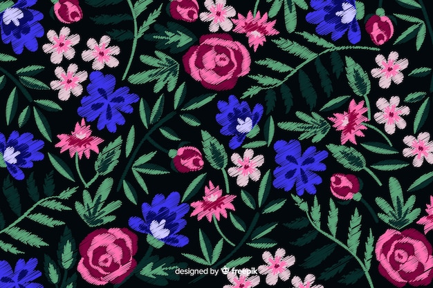 Free Vector floral embroidery background