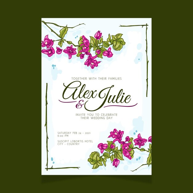 Floral engagement invitation template