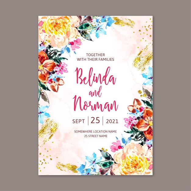 Floral engagement invitation template