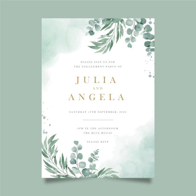 Floral engagement invitation template