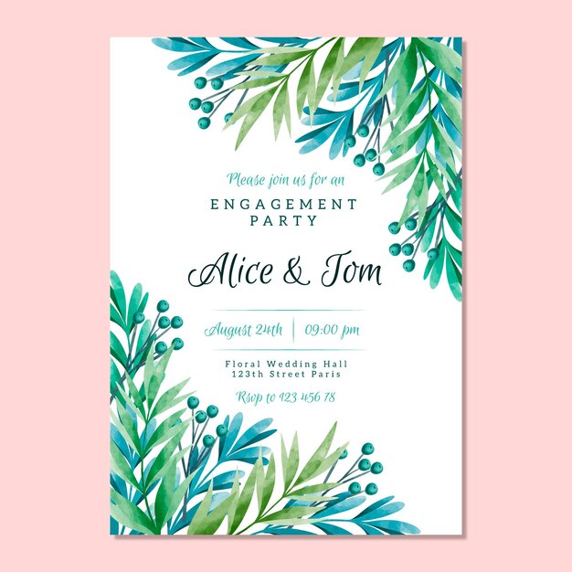 Floral engagement invitation template