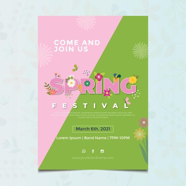 Floral flat design spring poster template