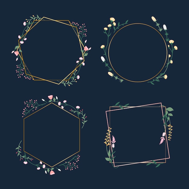 Free Vector floral frame badges