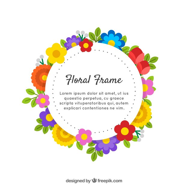 Floral frame in flat style