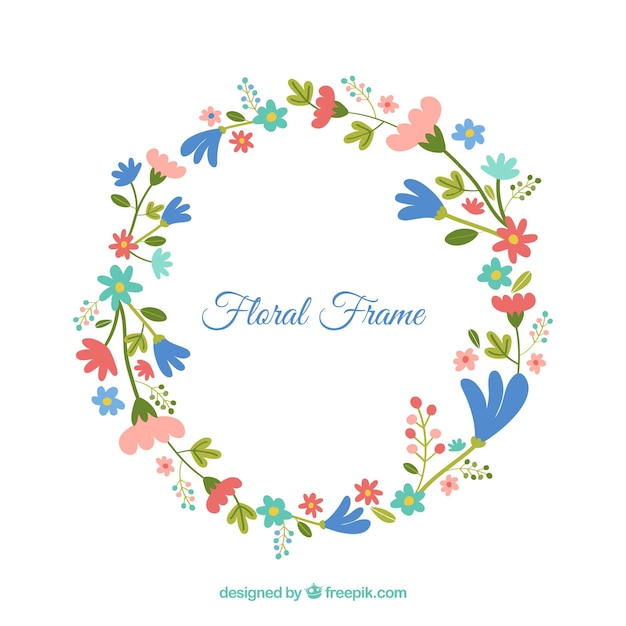 Floral frame in flat style