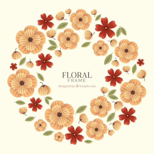 Floral frame in flat style