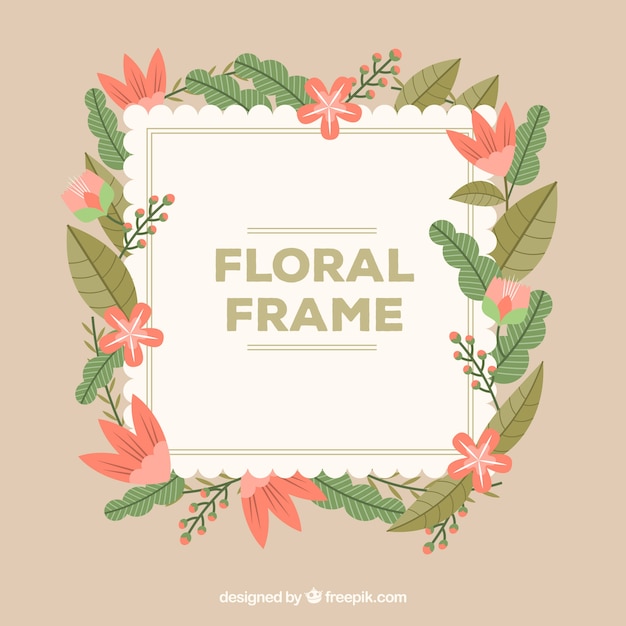 Floral frame in flat style