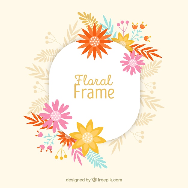 Floral frame in flat style