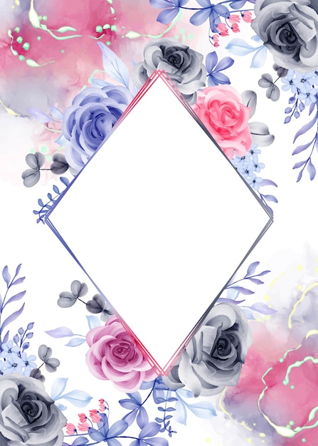 Free Vector floral frame flower with white space watercolor