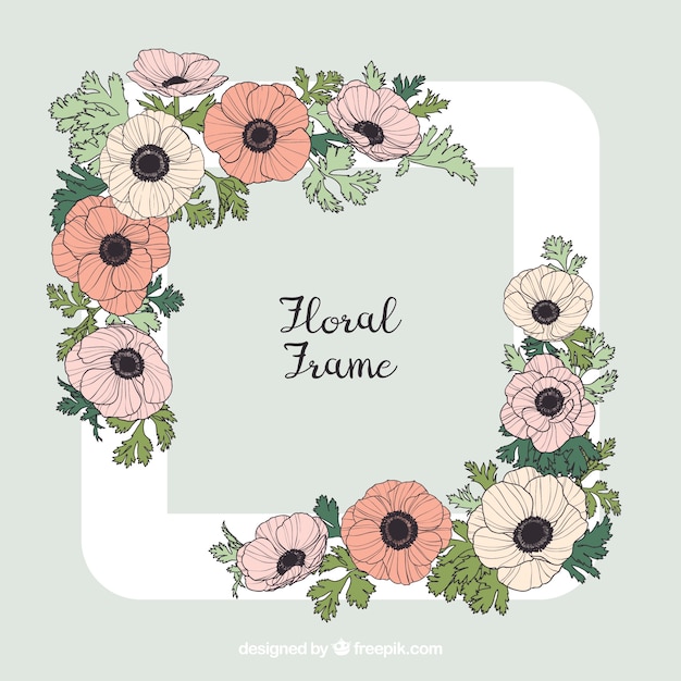 Free Vector floral frame in hand drawn style