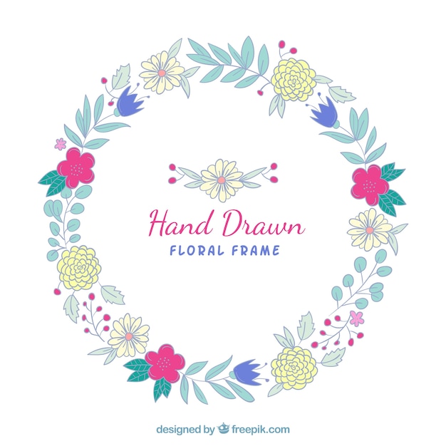 Floral frame in hand drawn style