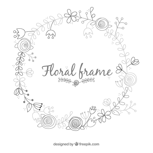 Floral frame in hand drawn style