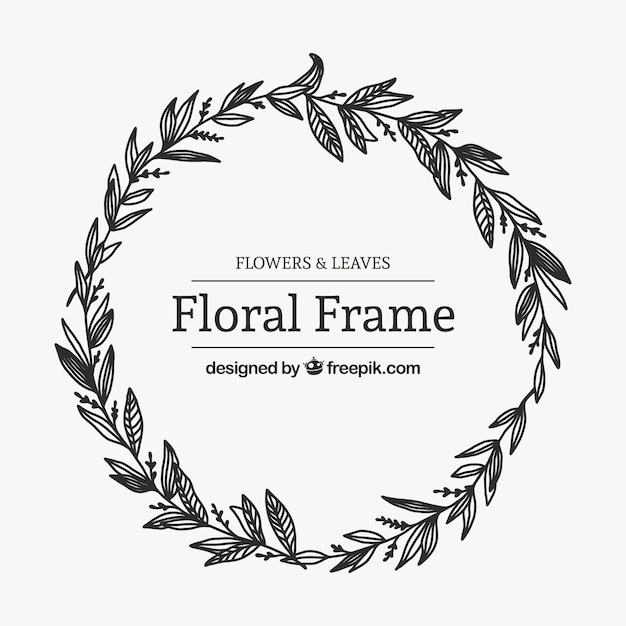 Free Vector floral frame in hand drawn style