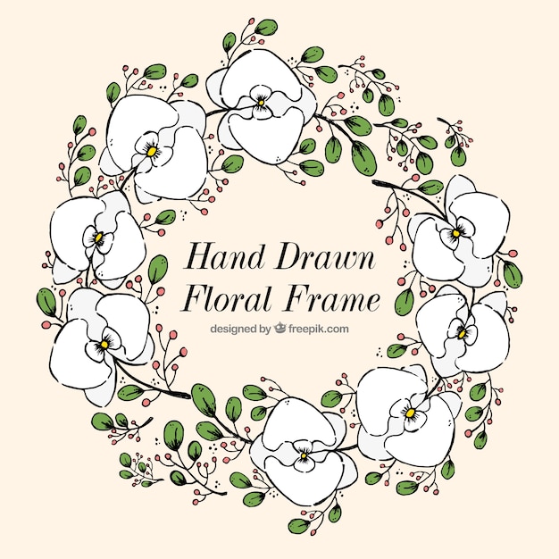 Free Vector floral frame in hand drawn style