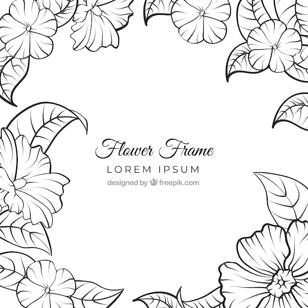 Floral frame in hand drawn style