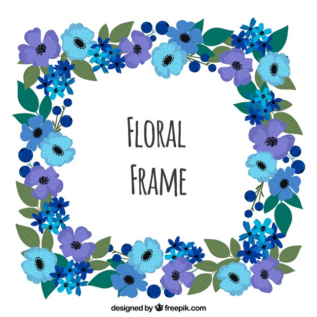 Floral frame in hand drawn style